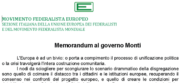 Memorandum a Monti